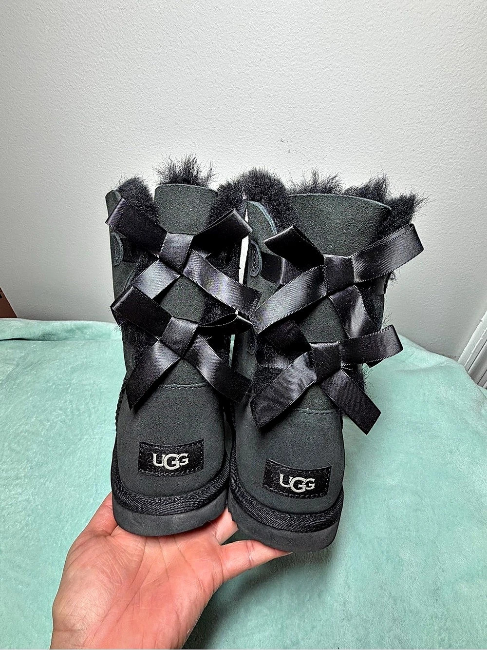 UGG Bailey Bow II Black Tall Ribbon Boots US 6